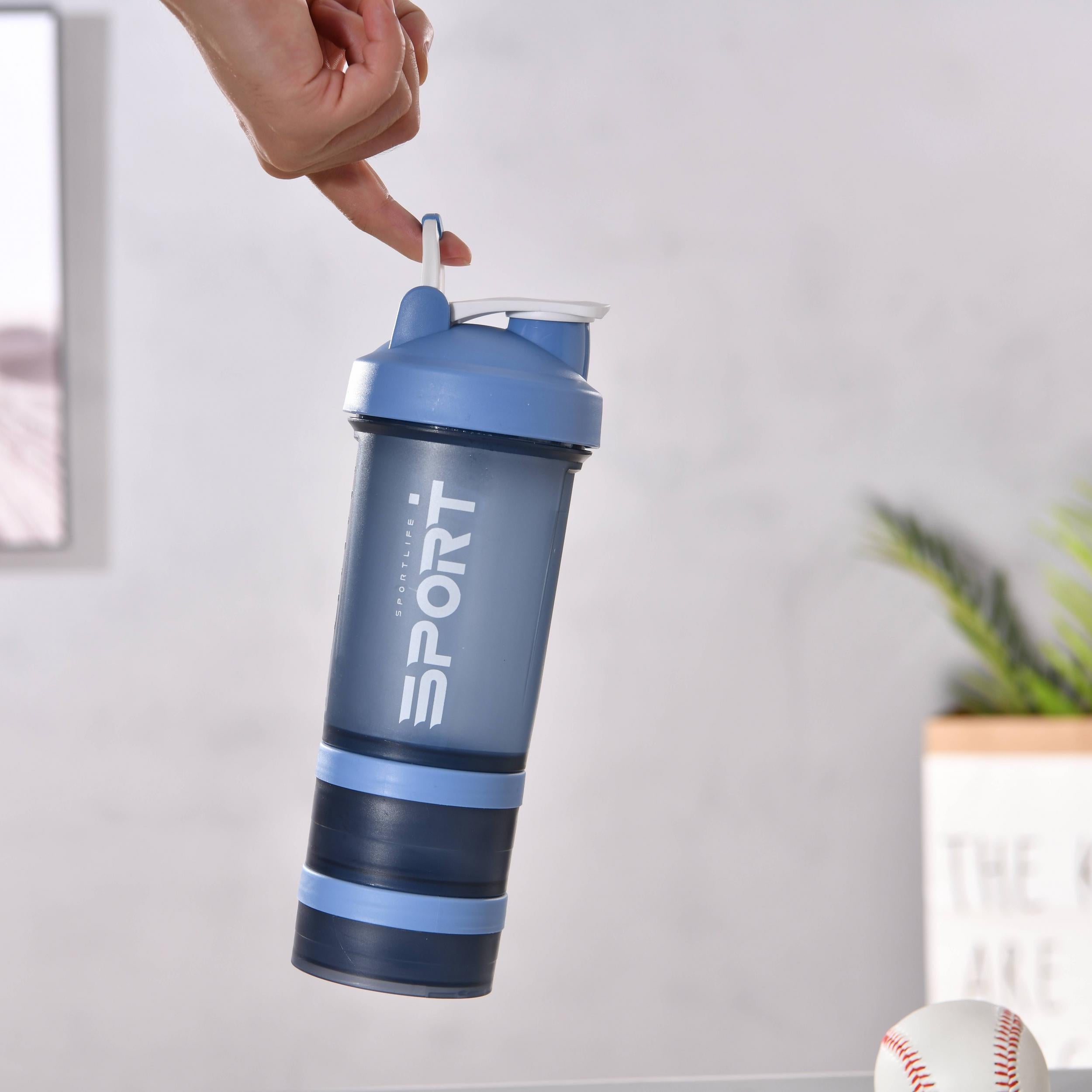 473ml Protein Shaker Bottle with 2 Compartment Boxes & Stirring Ball