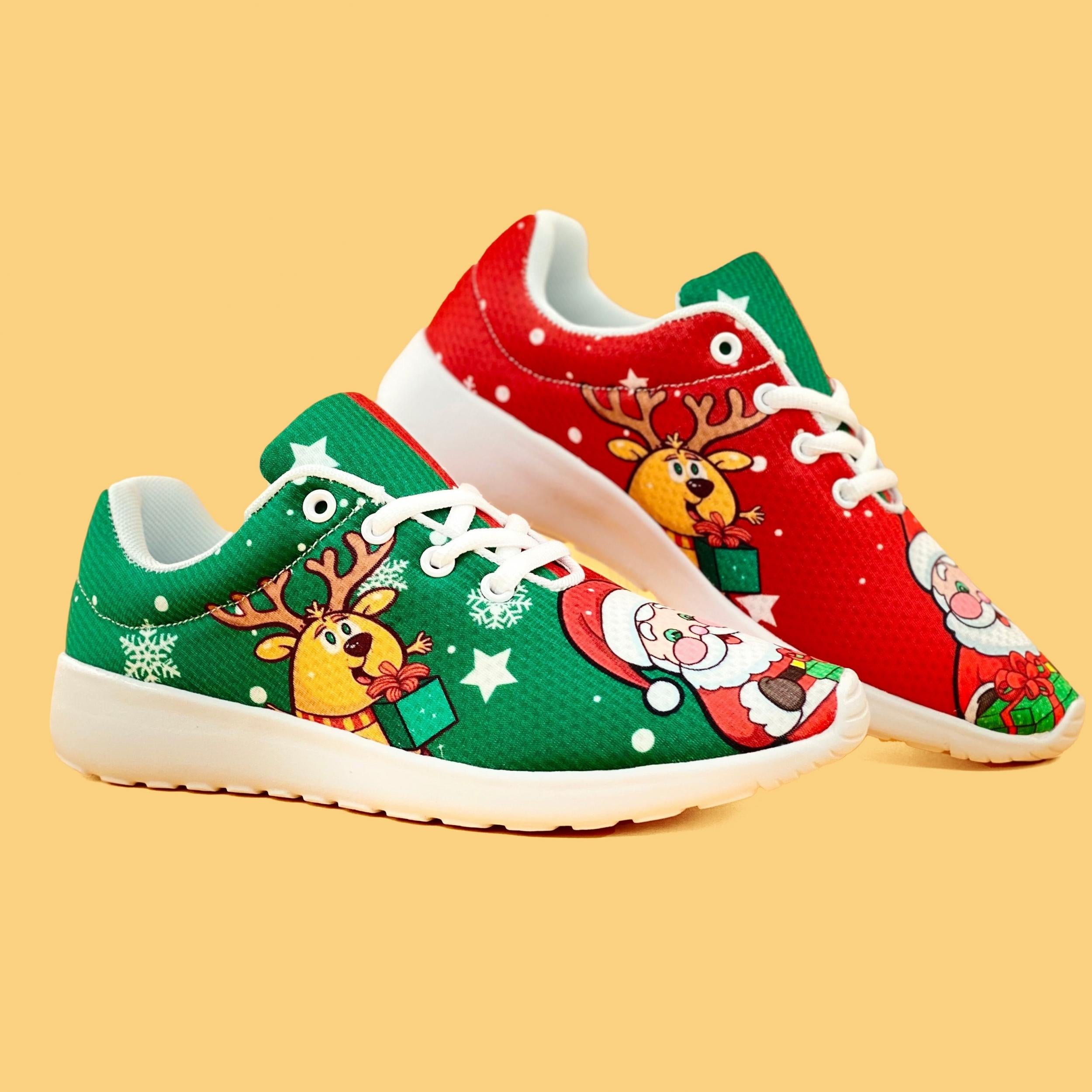 Christmas Cartoon Print Non slip Women's Sneakers