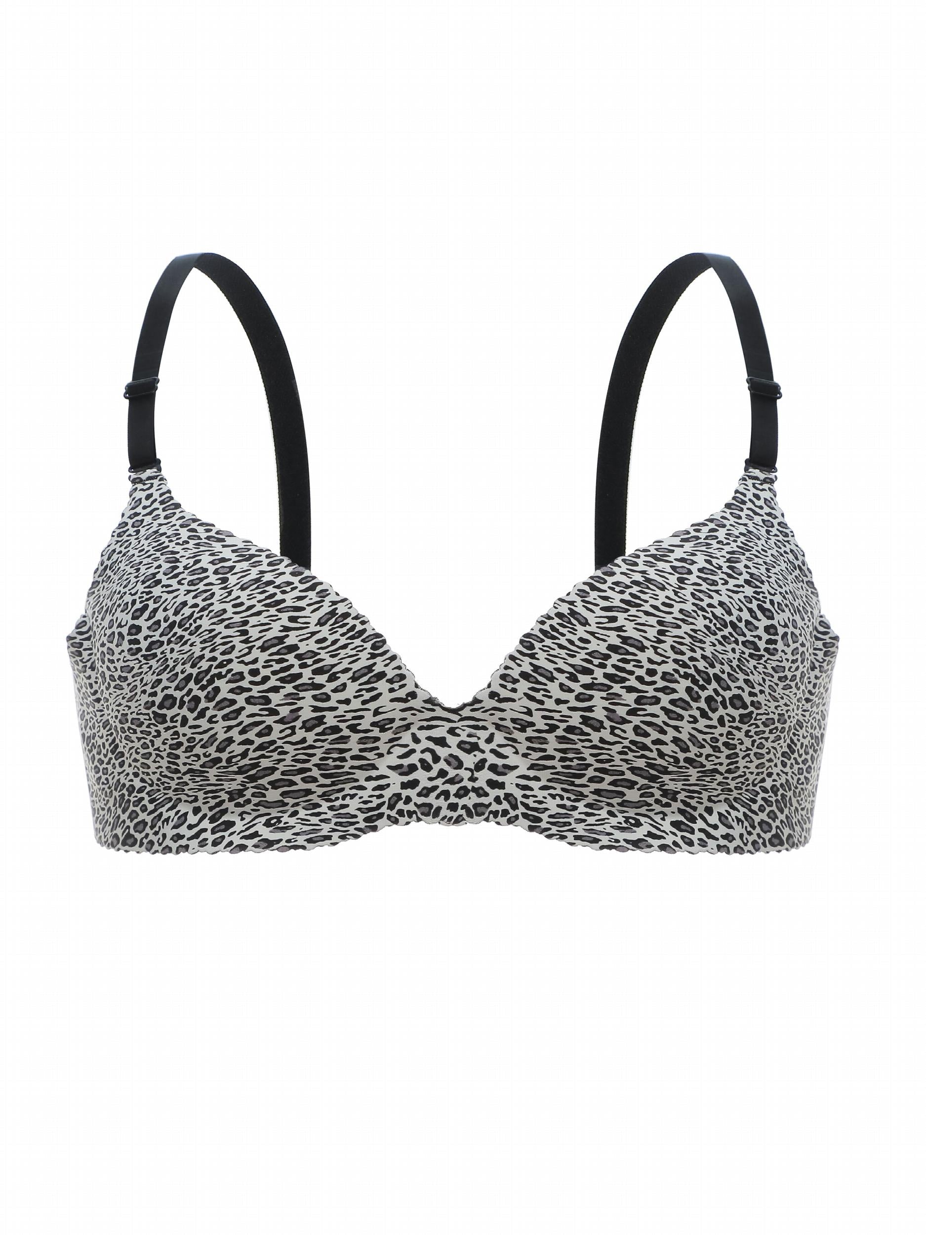 Leopard Print Push Up Bra High Support T shirt Bra Women's Lingerie