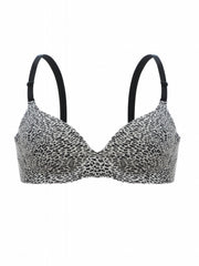 Leopard Print Push Up Bra High Support T shirt Bra Women's Lingerie