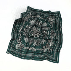 Vintage Chain Print Square Scarf Silk Bandana Satin Shawl Classic Head Wraps