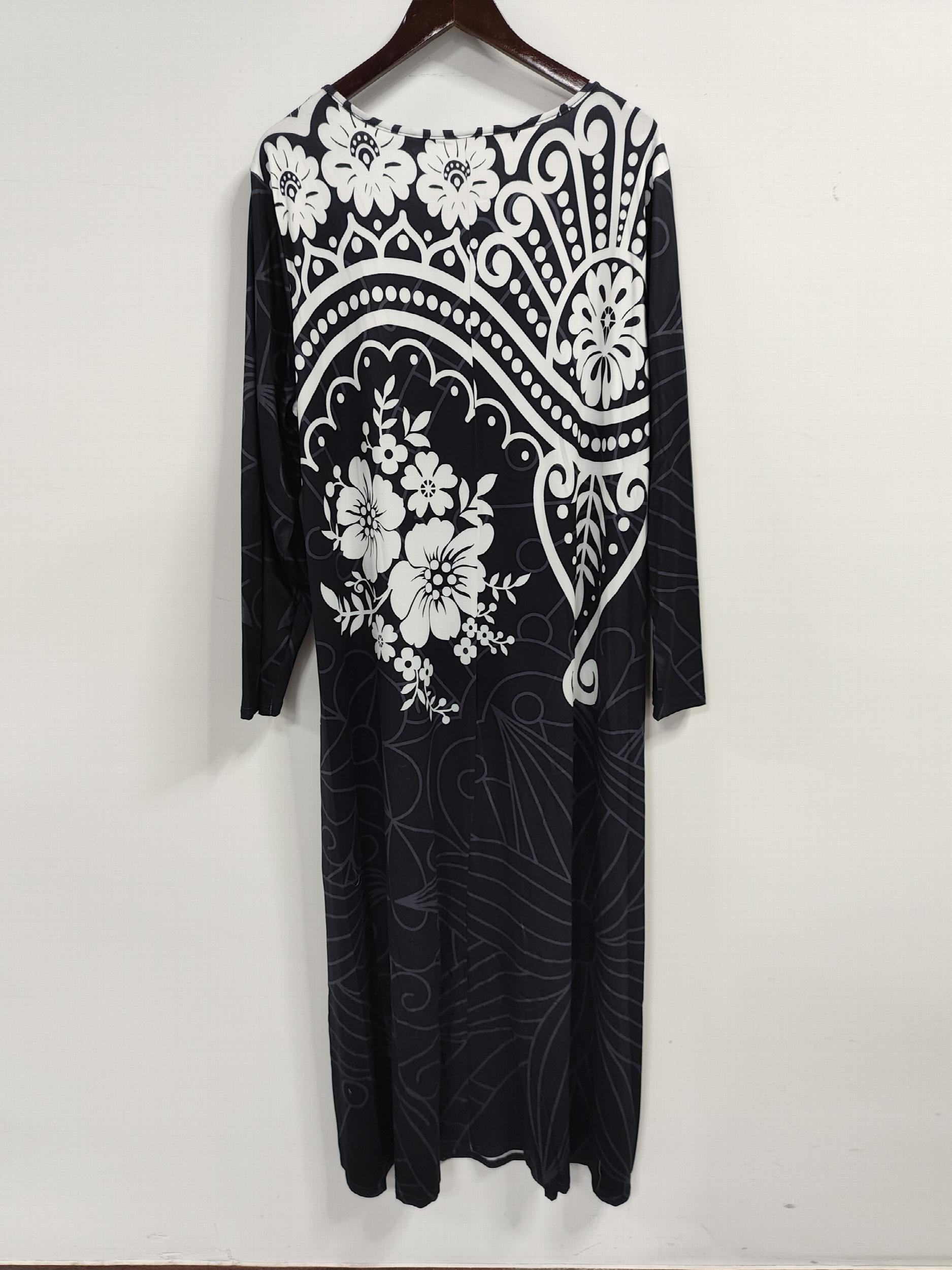 Floral Print Long Sleeve Maxi Dress