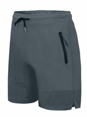 Men's Casual Active Zipper Pockets Shorts Stretch Waist Sports Shorts