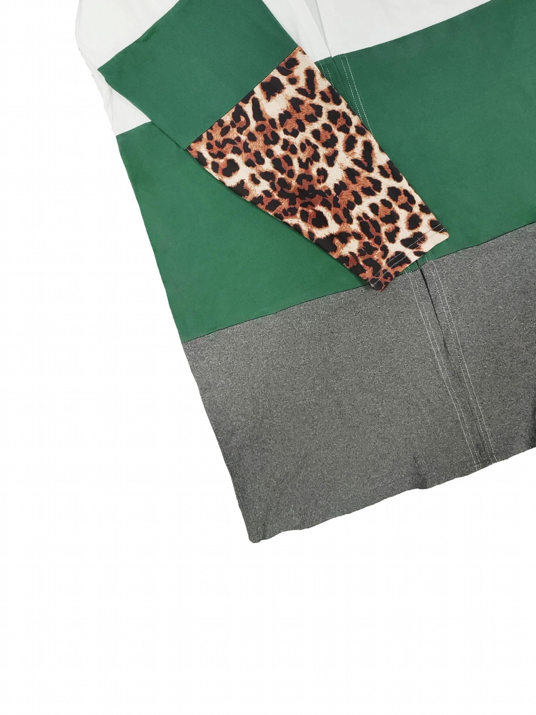 Colorblock Leopard Print Long Sleeve Open Front Cardigan