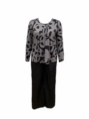 Women's Plus Leaf Print Top & Pants Outfits 2 Piece Set