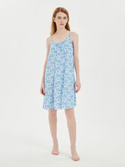 Floral Print Nightdress Crew Neck Sleep Dress Women's Sleepwear
