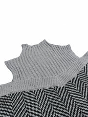 Colorblock Chevron Print Cold Shoulder Long Sleeve Jumpsuit