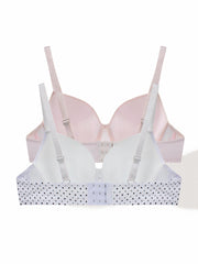 2 Pack Casual Bra Set Women's Plus Floral Jacquard Dot Print Stretch Bra