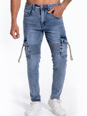 Slim Fit Pocket Jeans Mens Casual Street Style Medium Stretch Denim Pants