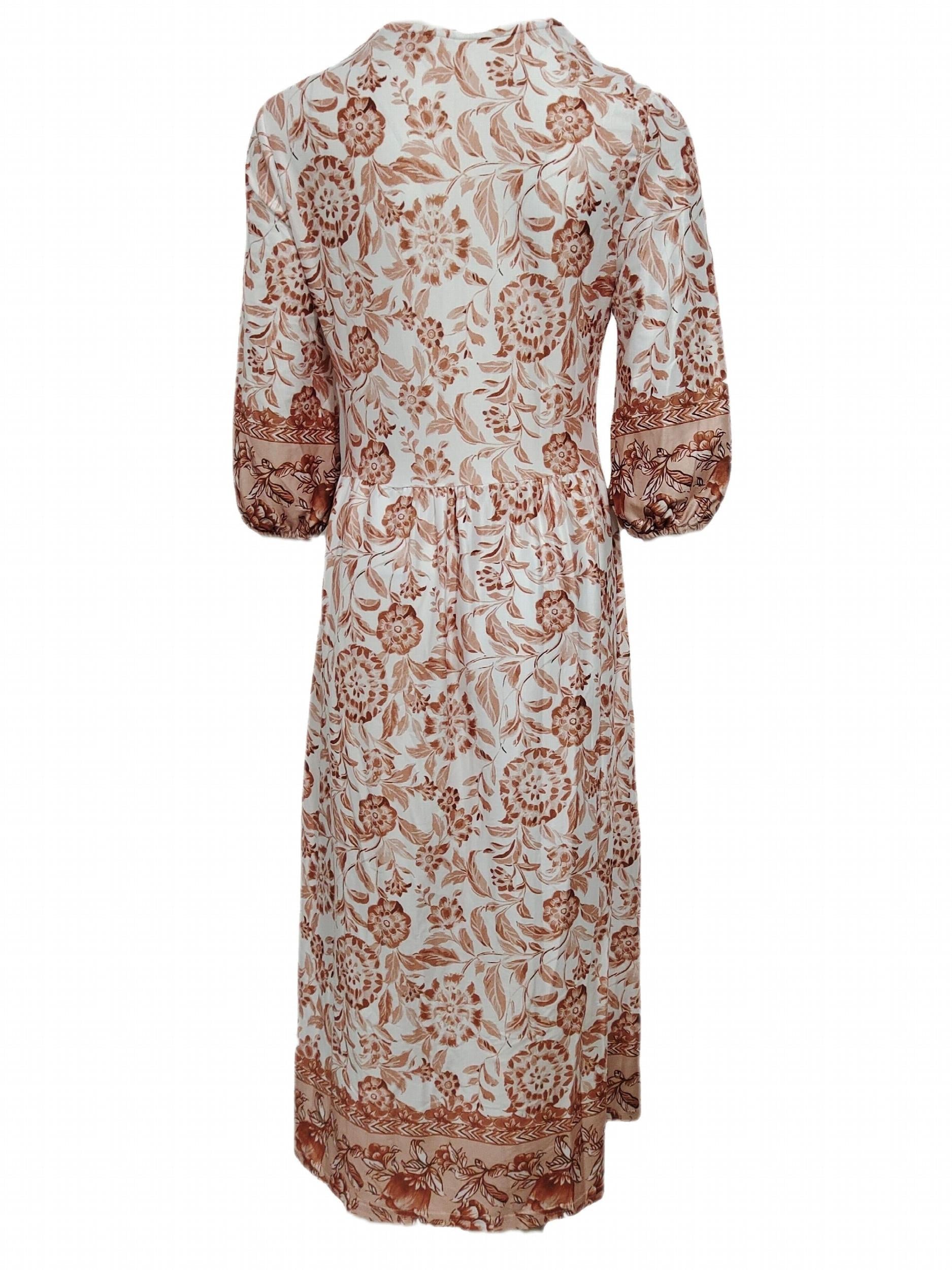 Floral Print Lantern Sleeve Dress Vintage V Neck Summer Dress Women's Clothing
