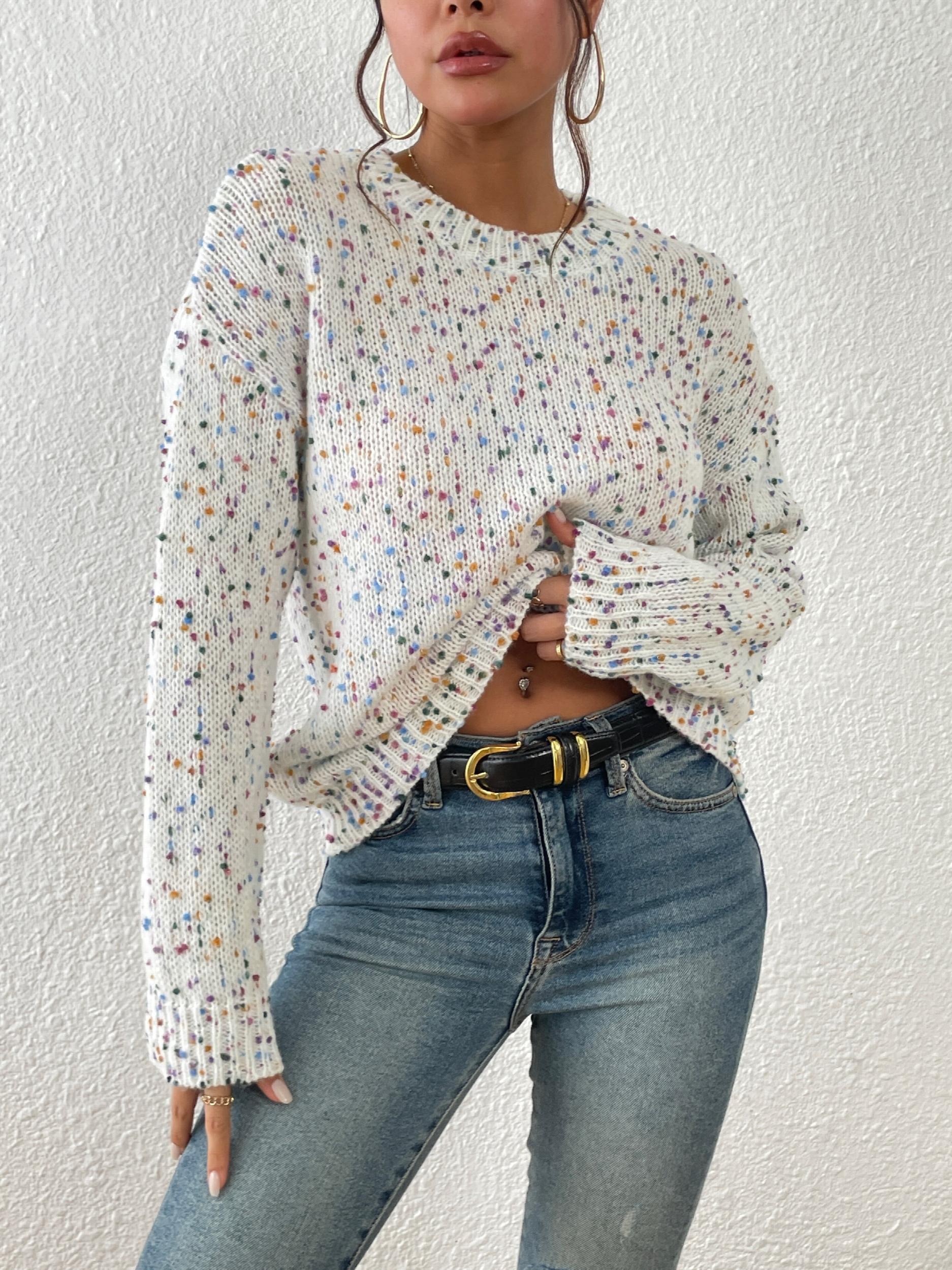 Women's Colorful Crew Neck Loose Sweater
