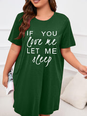 Casual Nightdress Women's Plus Letter Print Short Sleeve Tee Sleep Dre