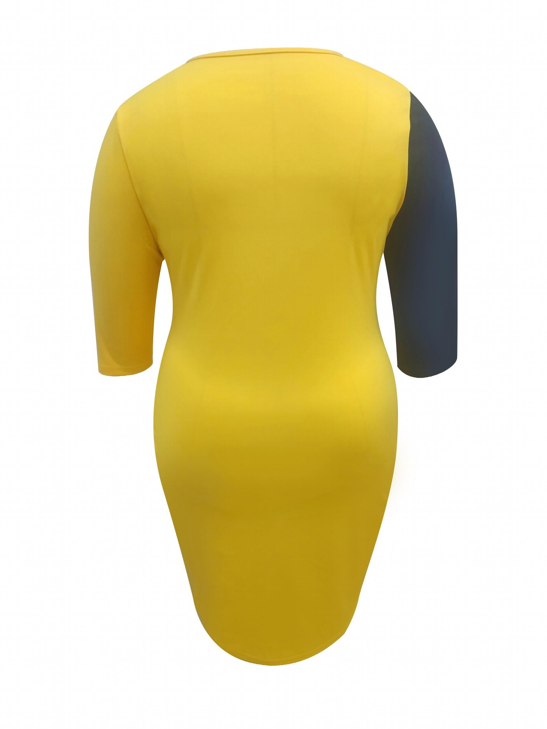 Colorblock Long Sleeve Bodycon Dress
