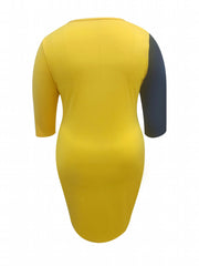 Colorblock Long Sleeve Bodycon Dress