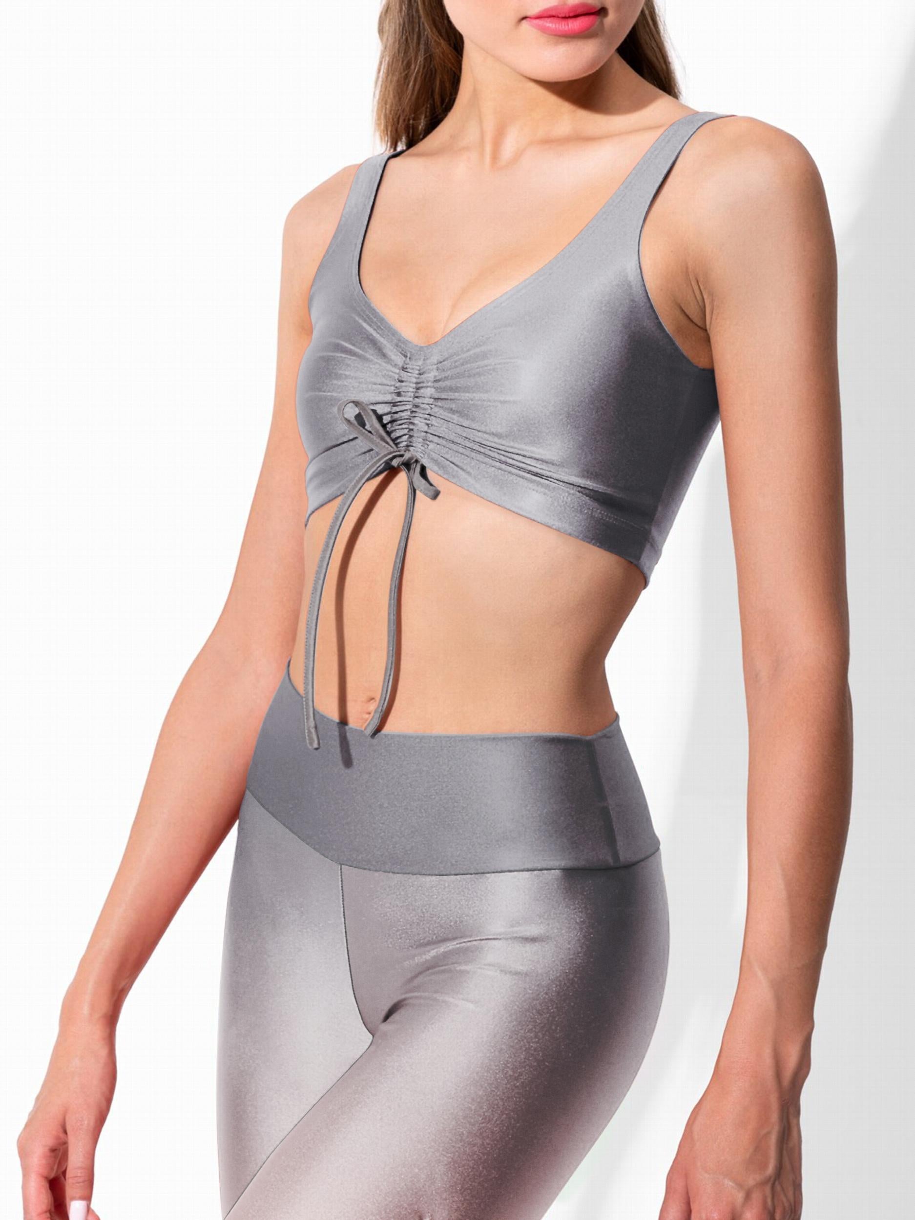Yoga Sports Set Drawstring Crop Top & Slim Cropped Leggings Activewear
