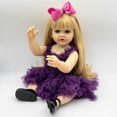 Enchanting Princess Doll Handcrafted Reborn Girl Blonde Wig Purple Gown