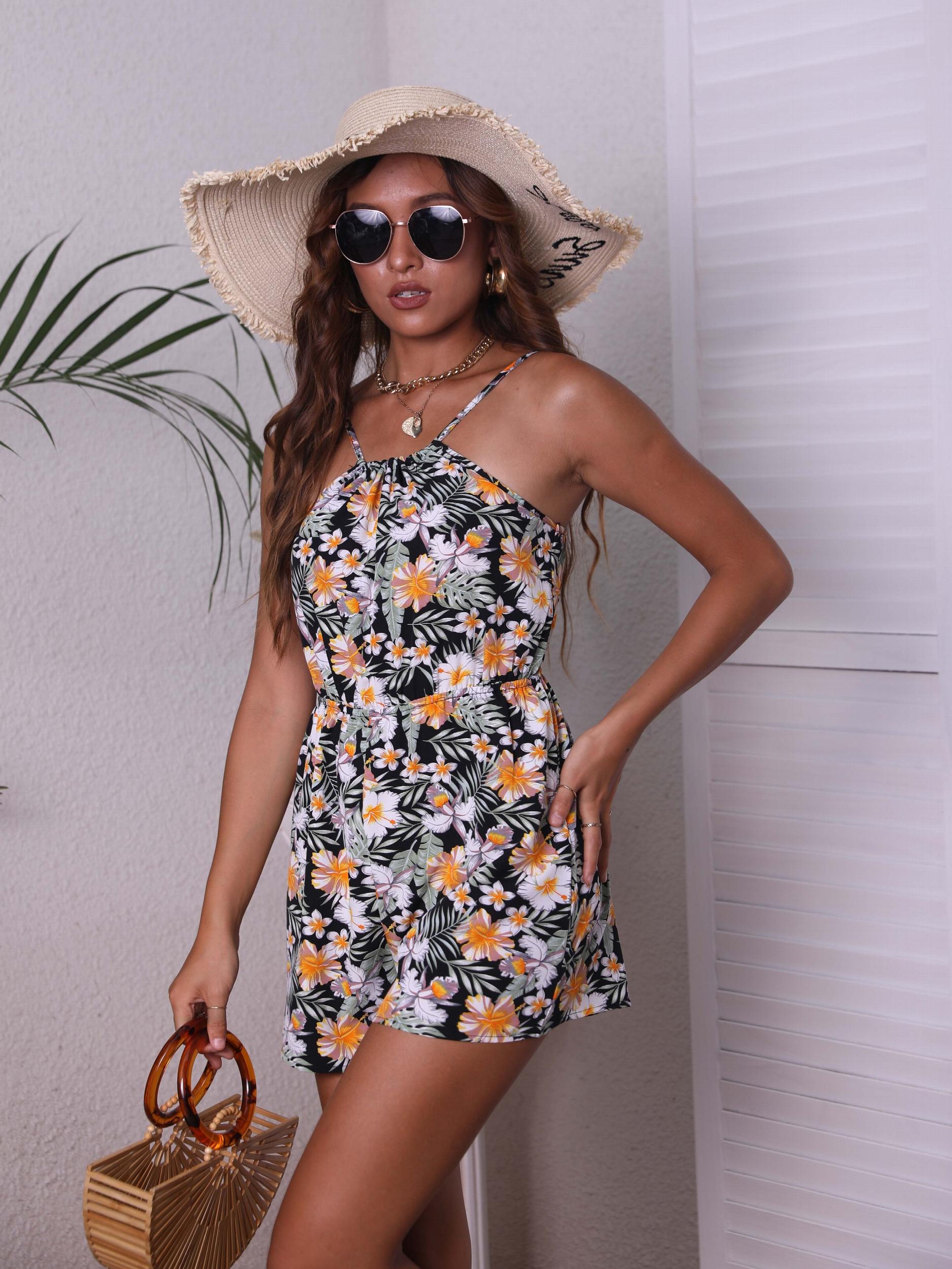Floral Print Cami Romper Jumpsuit Casual Sleeveless Romper