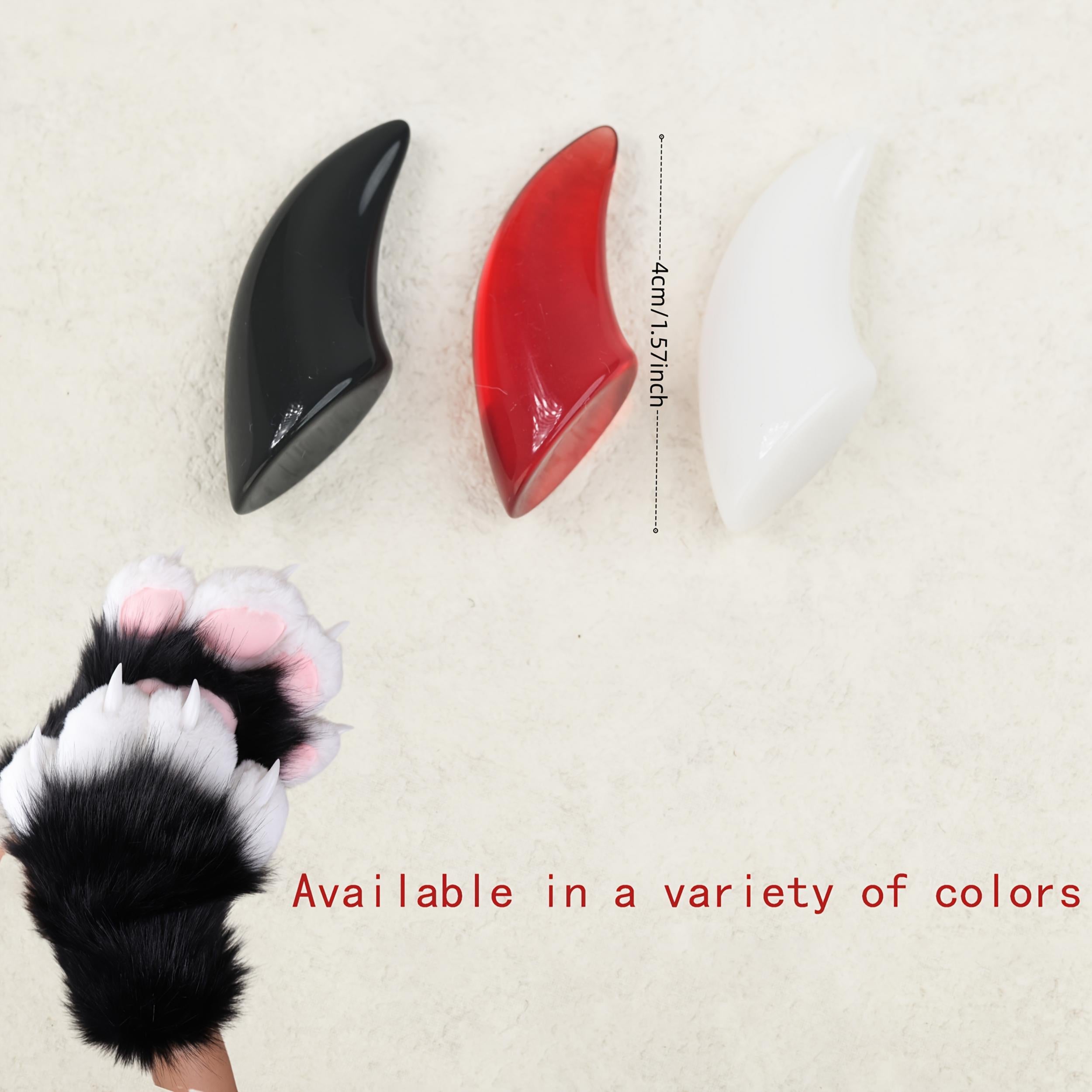 8pcs Fluffy Fur Cat Claw Nail DIY Set - Animal Role Play Accessories