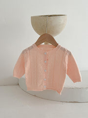 Baby Girls Casual Hollow Out Knit Cardigan for Spring