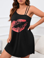 Kiss Print Lounge Dress Cut Out Neck