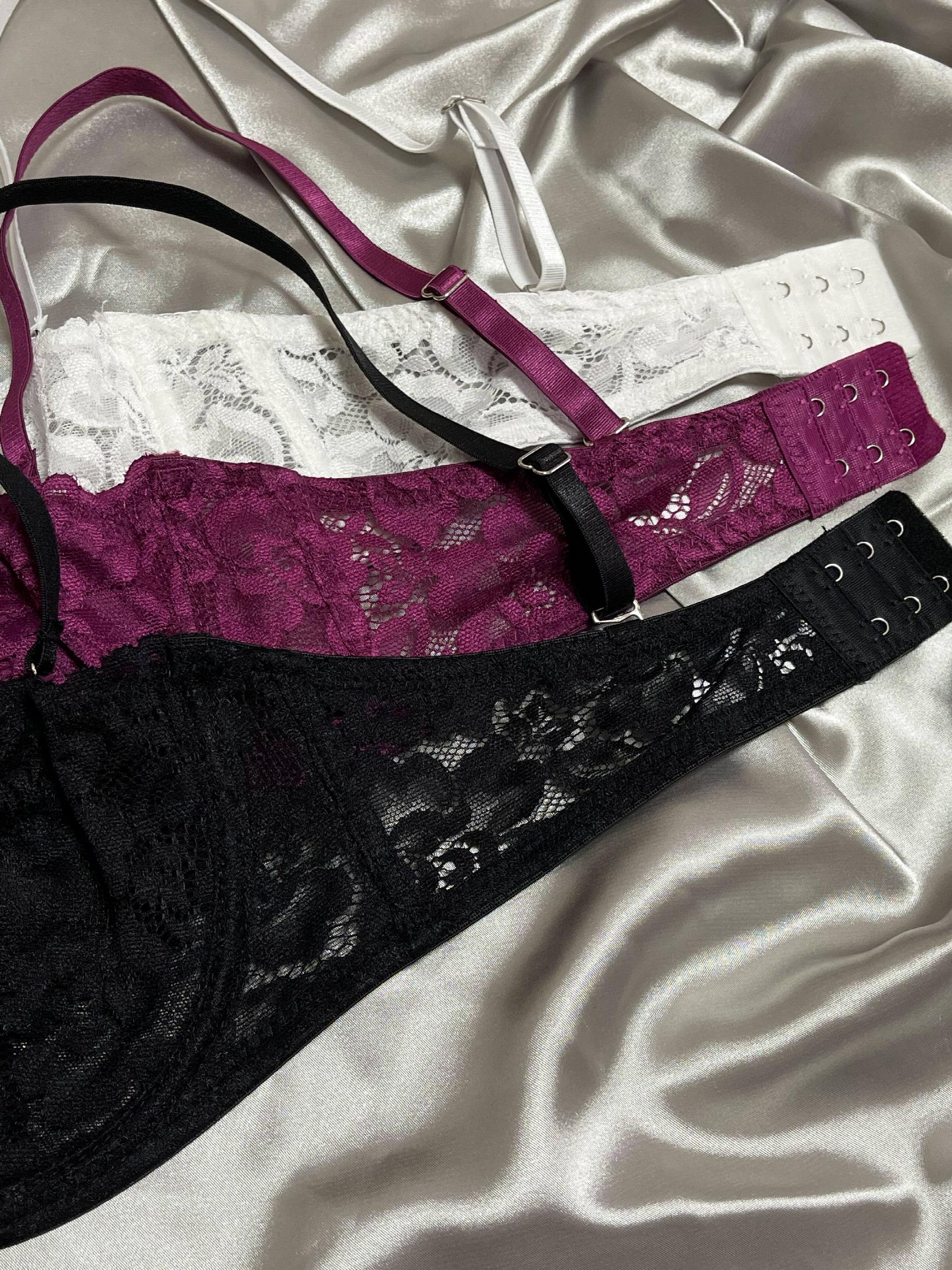 3pcs Lace Unlined Bras Women's Lingerie