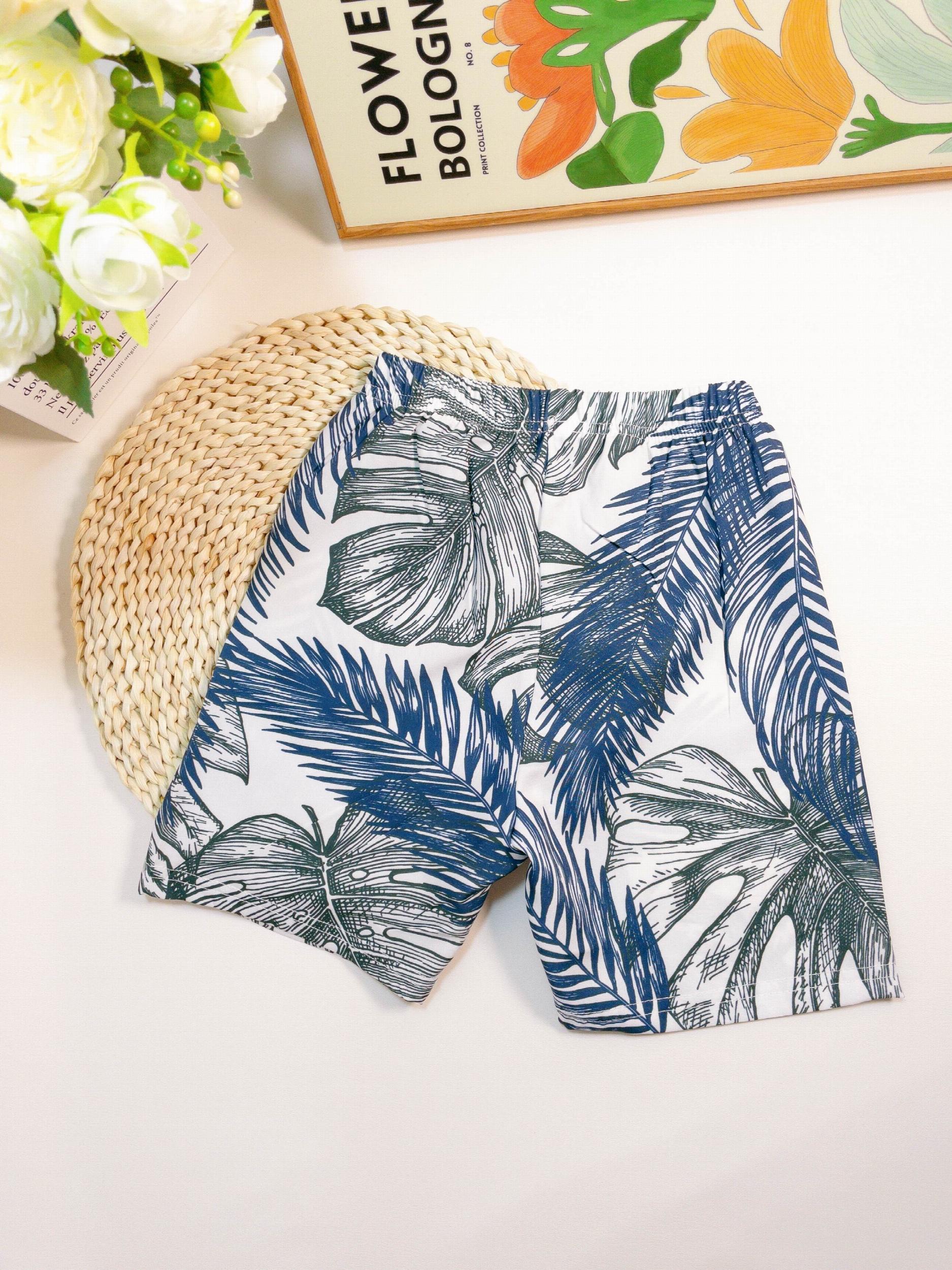 Boys Tropical Leaves Swim Trunks for Summer Beach Party