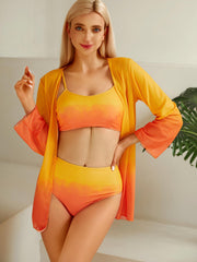Sunflower Ombre Scoop Neck 3 Piece Swimsuit Women's Swimwear