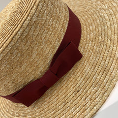 Red Decoration Belt Straw Hat Beach Hat For Men&Women
