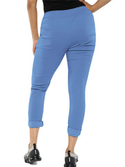 Solid Casual Drawstring Waist Pants