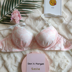 Floral Print Push Up Bra Lace Trim Women's Lingerie