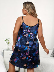 Floral Print Round Neck Nightgown