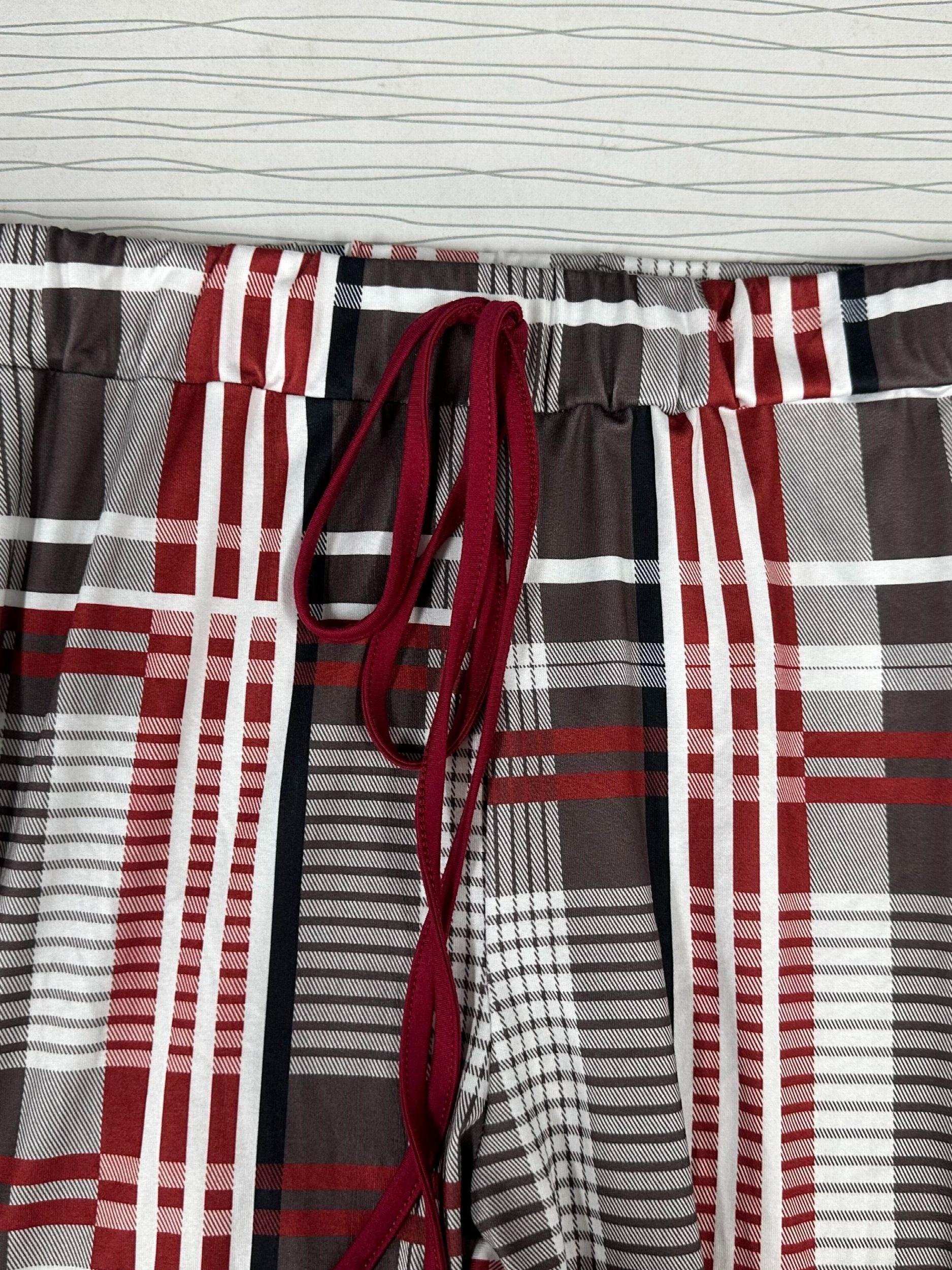 3pc Set: Solid Cardigan, Tank Top & Plaid Leggings