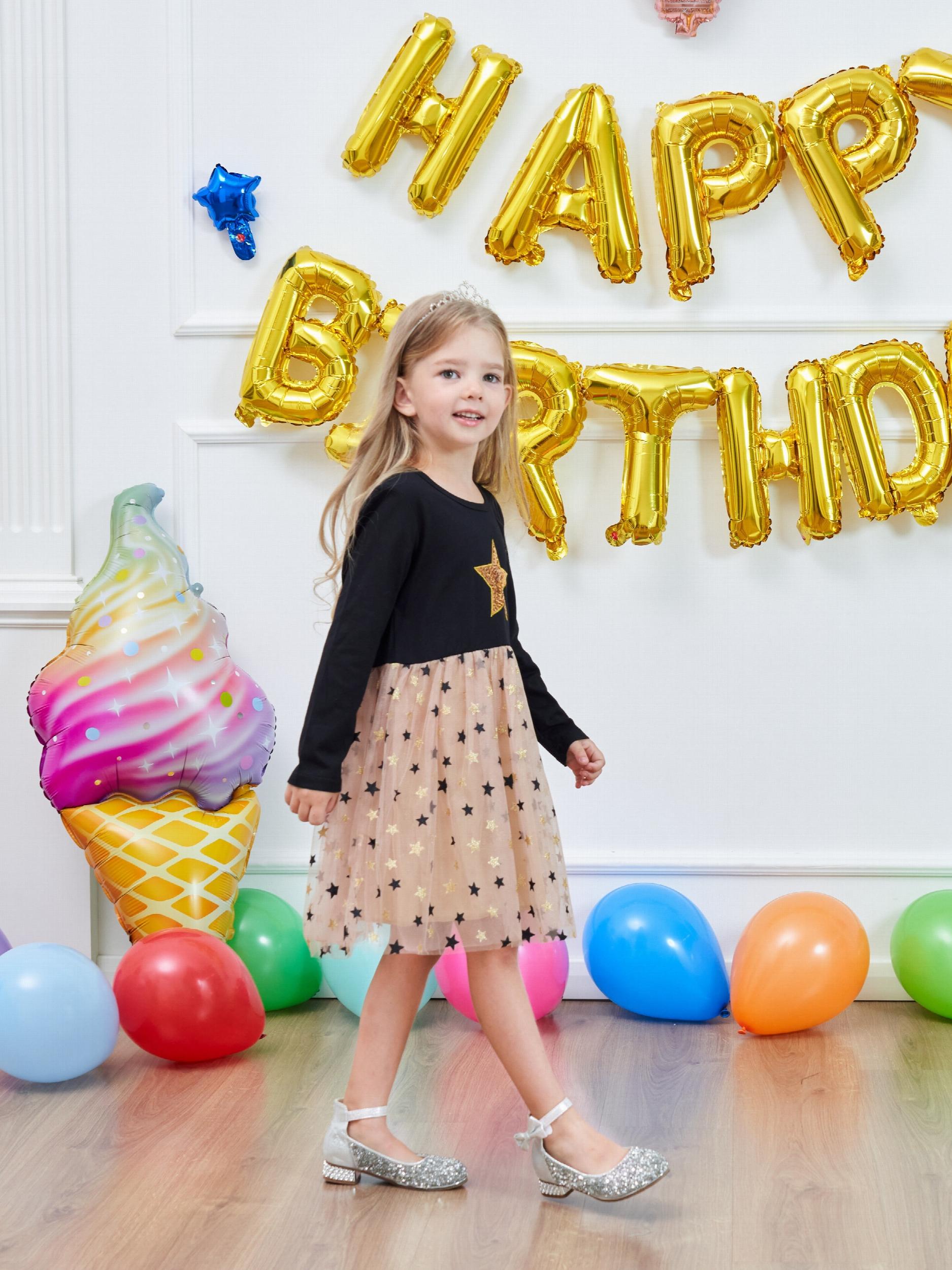 Girls Sequin Princess Dress Long Sleeve Party Dress