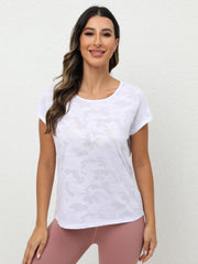 Camouflage Print Casual Sports Tee for Women