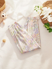 Tulip Floral Print Jogger For Girls Elastic Waist Casual Sweatpants