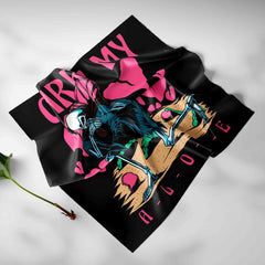 Y2K Skull Print Scarf Hip Hop Bandana Silk Neckerchief