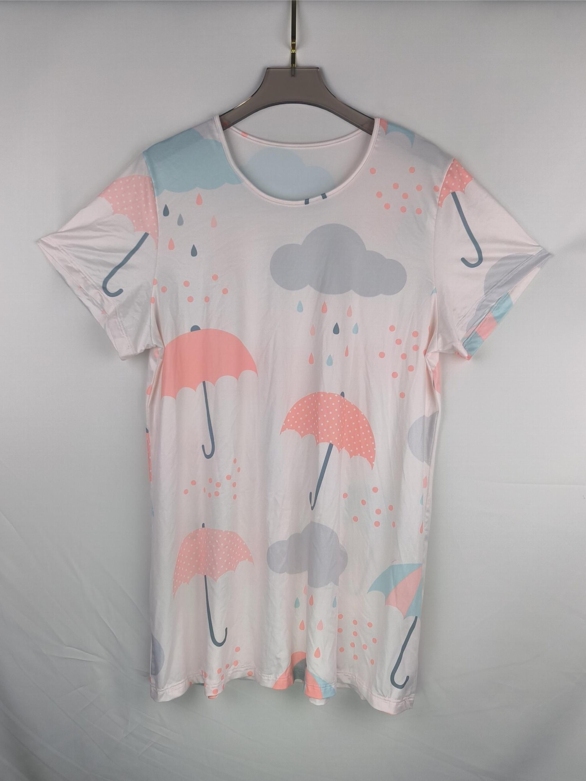 Plus Size Cloud & Umbrella Print Nightdress