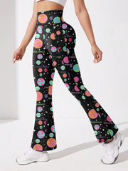 Planet & Alien Pattern Yoga Pants High Waist Fitness Sports Pants
