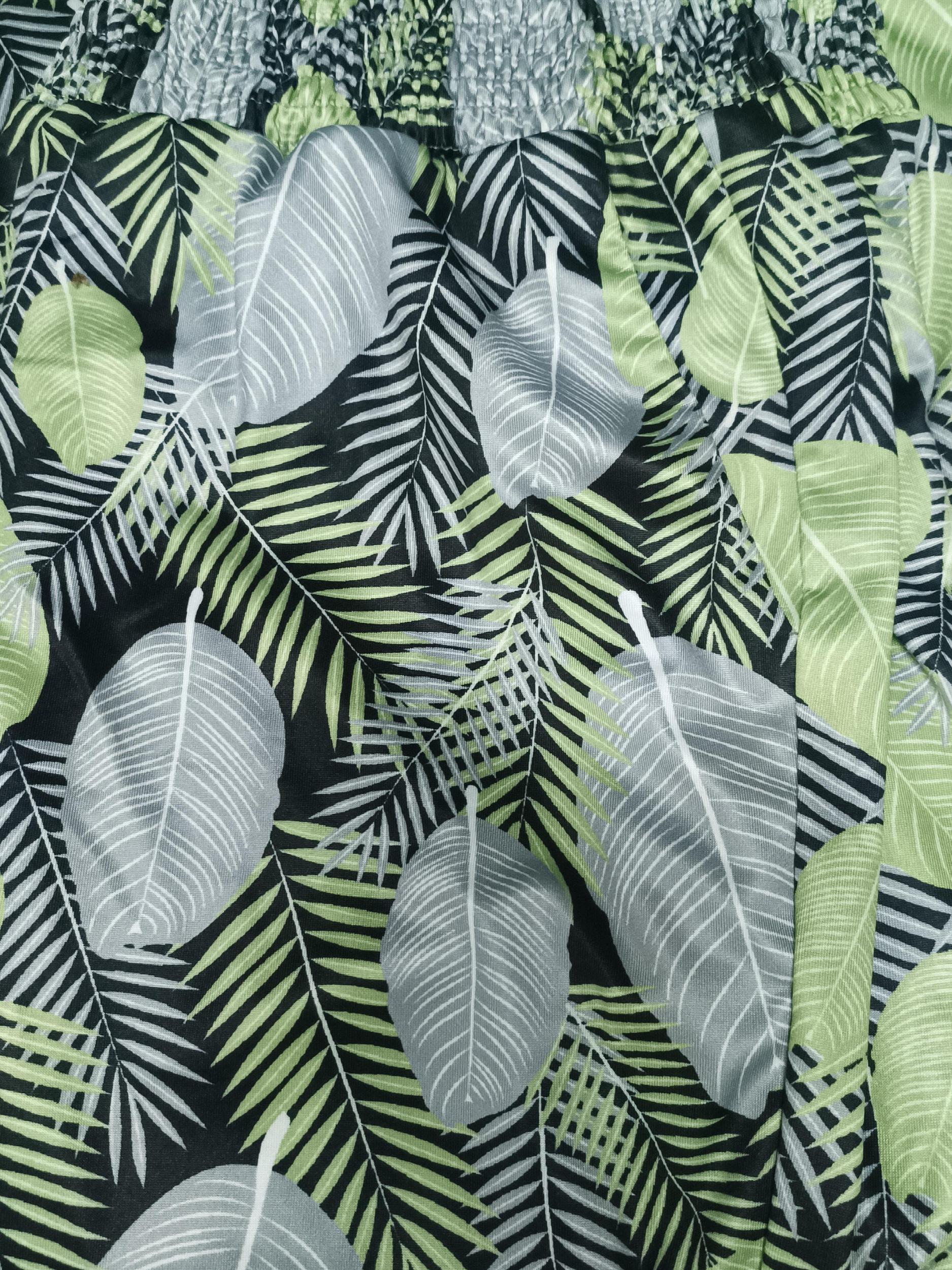 Women's Plus Tropical Print Shirred Waist High Rise Loose Fit Trousers