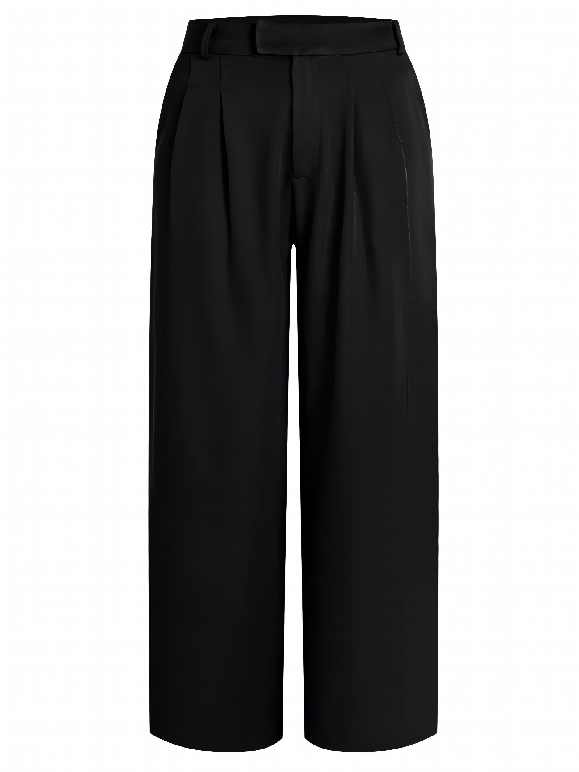High Waist Pleated Tailored Pants Long Length Work Office Pants