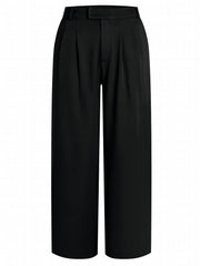 High Waist Pleated Tailored Pants Long Length Work Office Pants