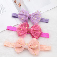 Baby Girls Mesh Bow Headband With Bronzing Star Print Hair Accessories