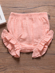 Baby Girls Ruffle Trim Shorts, Elastic Waist
