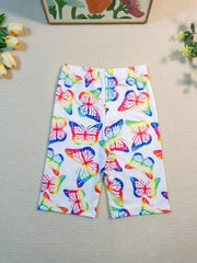3pcs Girls Colorful Butterfly Soft Legging Cropped Yoga Pants