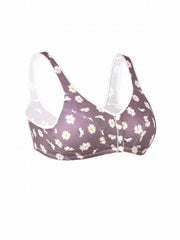 4 Pack Daisy Print Wireless Comfort Bra Set Plus Size
