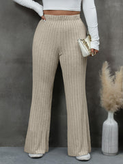 Ribbed High Rise Flare Leg Trousers