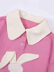 Girls' Rabbit Polo Sweatshirt - Spring Children's Cartoon Tops