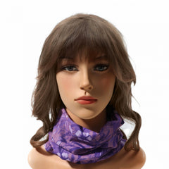 Purple Flower Print Turban Boho Head Wrap Vintage Headband Neck Gaiter