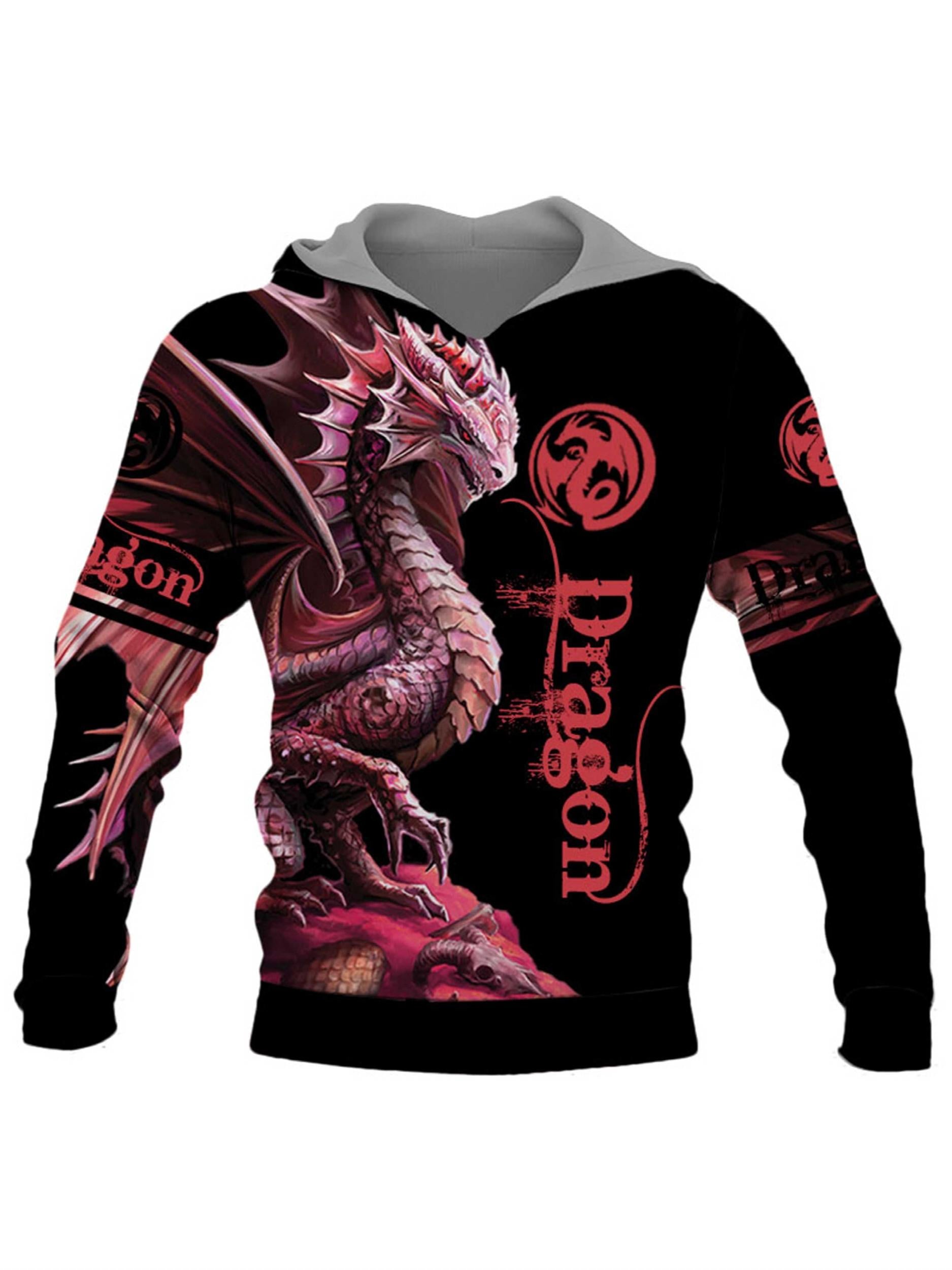 Dragon 3D Print Hoodie Men Graphic Hooded Pullover Autumn Clothing