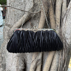 Pleated Frame Metal Chain Banquet Bag Kiss Lock Bridal Wedding Handbag